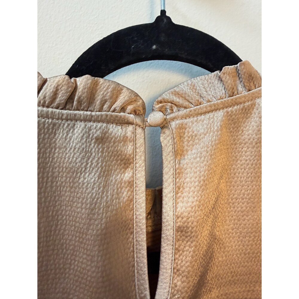 THML Tan Pintuck Flutter Sleeve Blouse Size S - Picture 6 of 7